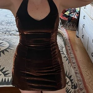 Vintage Georgette Brown Mini Dress